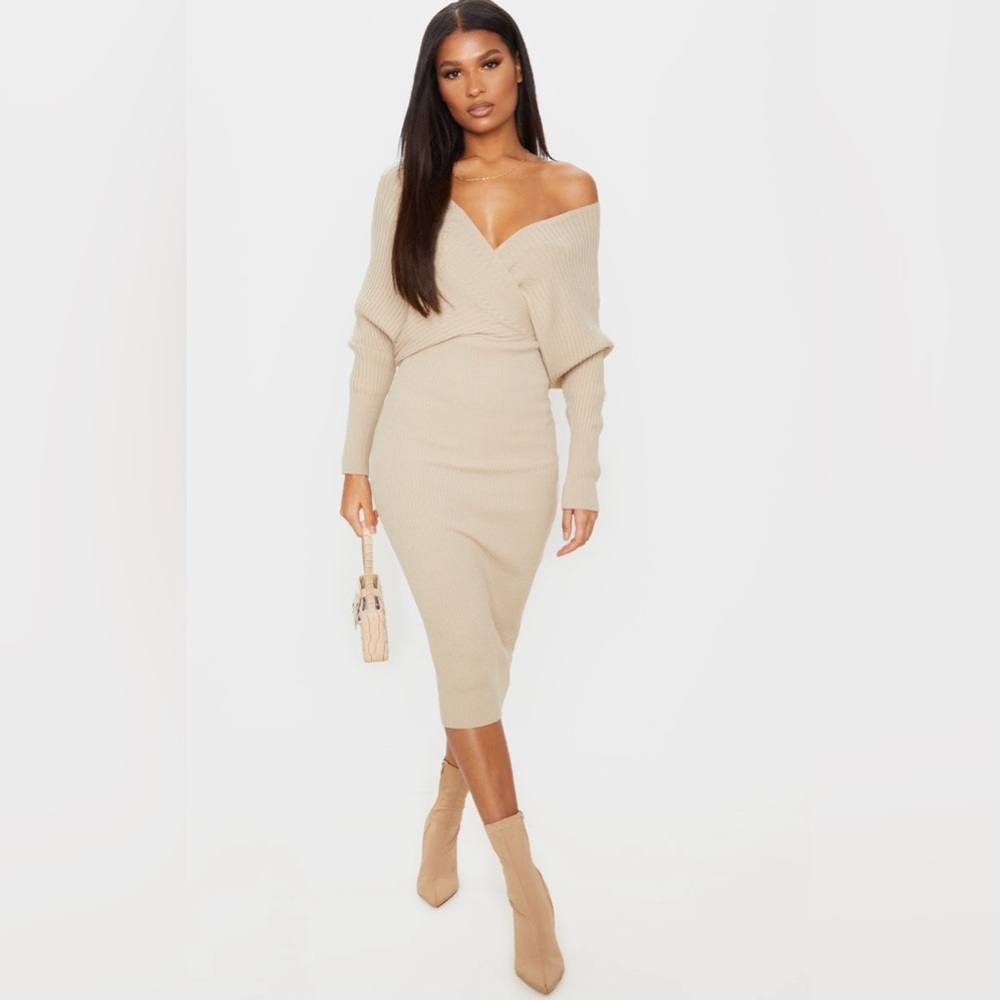 PrettyLittleThing Off the Shoulder Midi Dress